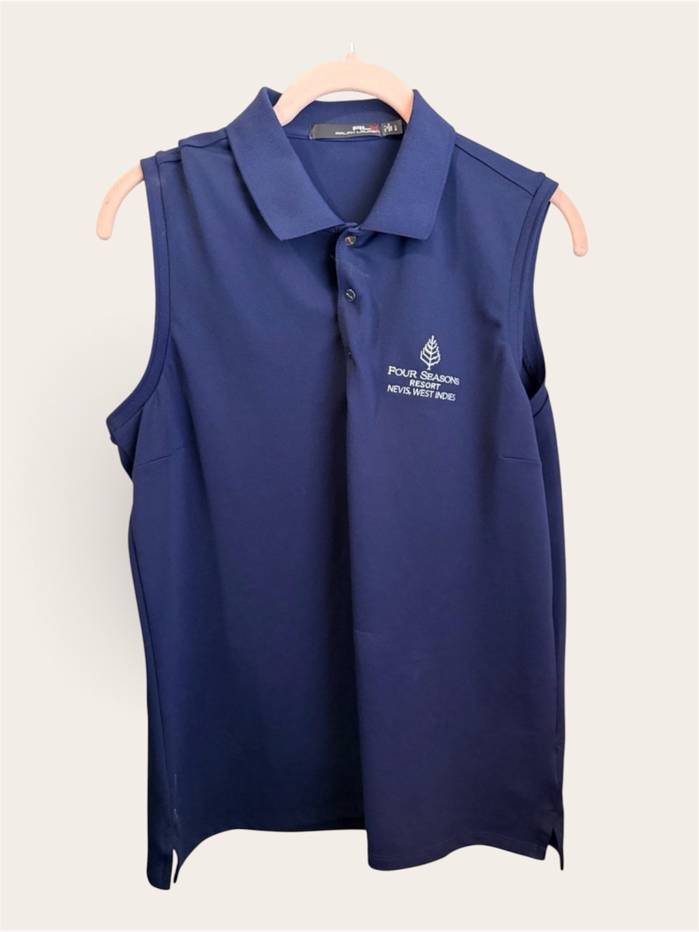 RLX Ralph Lauren Four Seasons Women’s Sleeveless Golf Polo Navy Size L